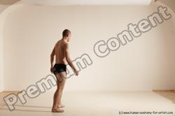 Underwear Gymnastic poses Man White Slim Bald Dancing Dynamic poses Academic